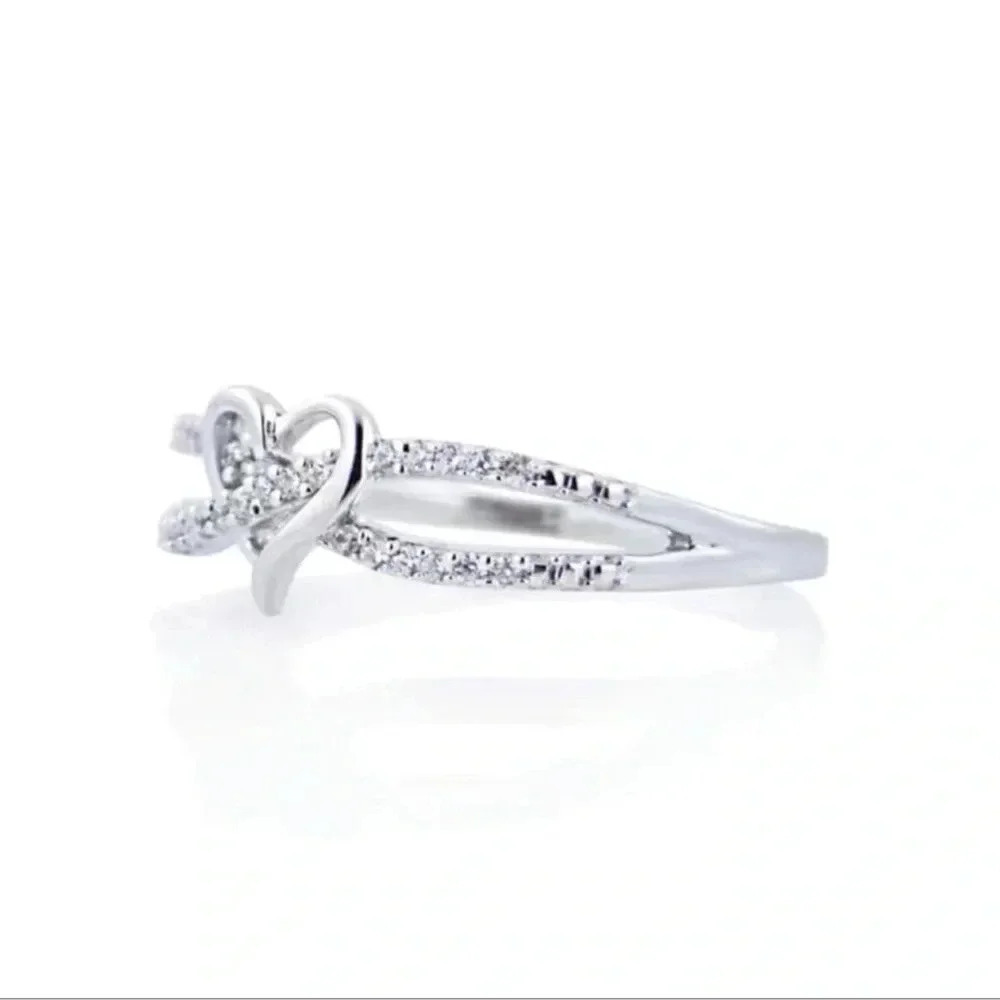 Infinity Heart Rhinestone Silver Ring - Picture 3 of 5